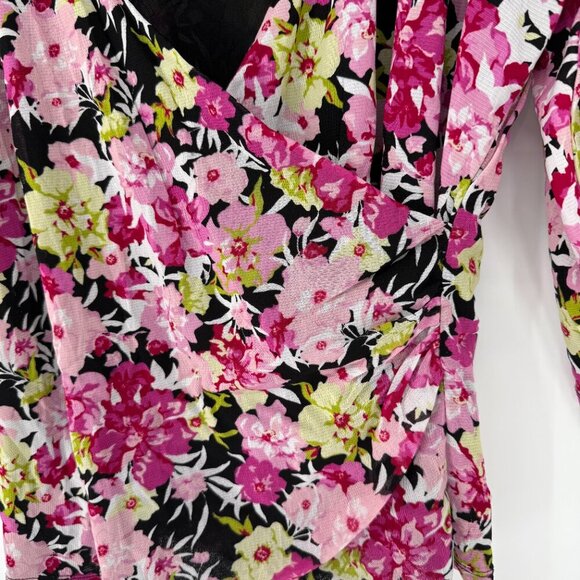 Coldwater Creek Floral Faux Wrap Top 2X Flowercore Y2K Coquette Multi Color - Picture 3 of 7